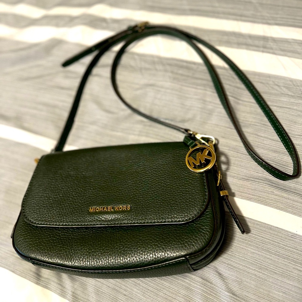 Dark green Cross body real MK purse